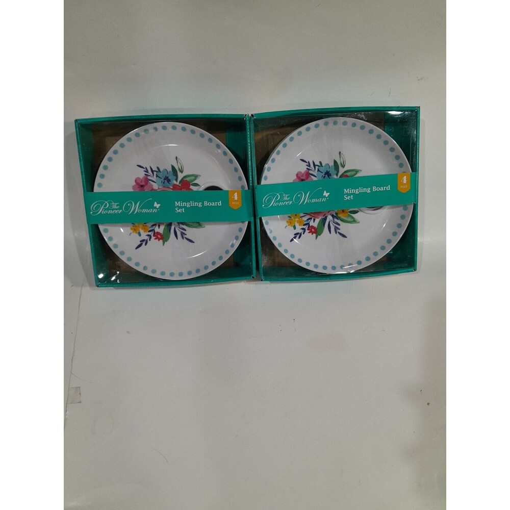 NEW THE PIONEER WOMAN MINGLING BOARD 2 SETS OF 4 PIECES FLORAL